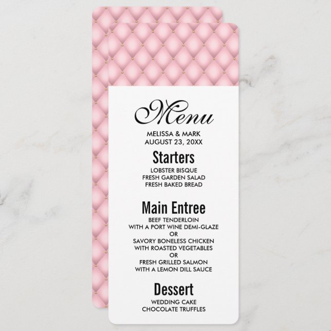 Luxury Pink Tufted Diamond Pattern Invitation (Front/Back)