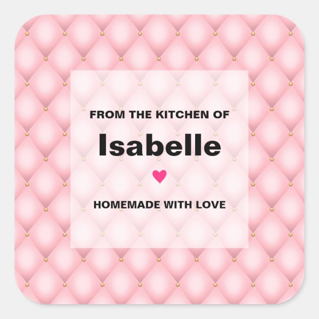 Luxury Pink Tufted Diamond Pattern Kitchen Square Sticker (Front)