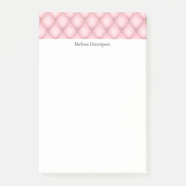 Luxury Pink Tufted Diamond Pattern Post-it Notes (Front)