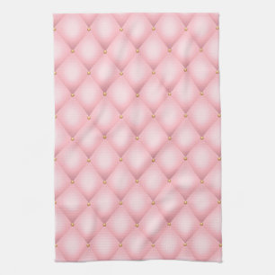 Luxury Pink Tufted Diamond Pattern Tea Towel