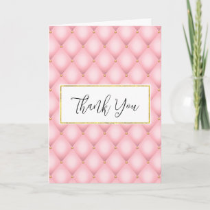 Luxury Pink Tufted Diamond Pattern Thank You Card
