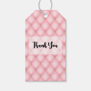 Luxury Pink Tufted Diamond Pattern Thank You Gift Tags
