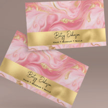 Luxury Pink White Gold Marbled Business Card
