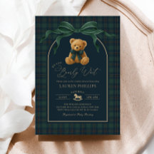 Luxury Plaid Teddy Bear Boy Baby Shower