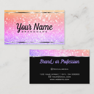 Luxury Platinum Glitter Luminous Stars Rainbow Business Card