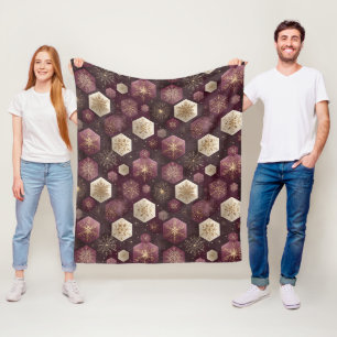 Luxury Plum Christmas Ornament Snowflake Pattern Fleece Blanket