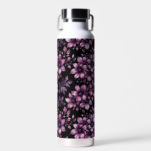 Luxury Plum Floral Stainless Steel Water Bottle