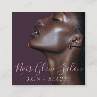 Luxury Plum Pink Black Woman Aesthetician Square Business Card