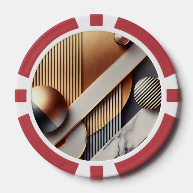 Luxury Poker Chip Design - Gold & Marble (Front)