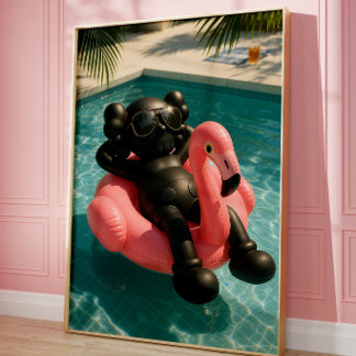 Luxury Pool Vibes Poster | Summer Flamingo