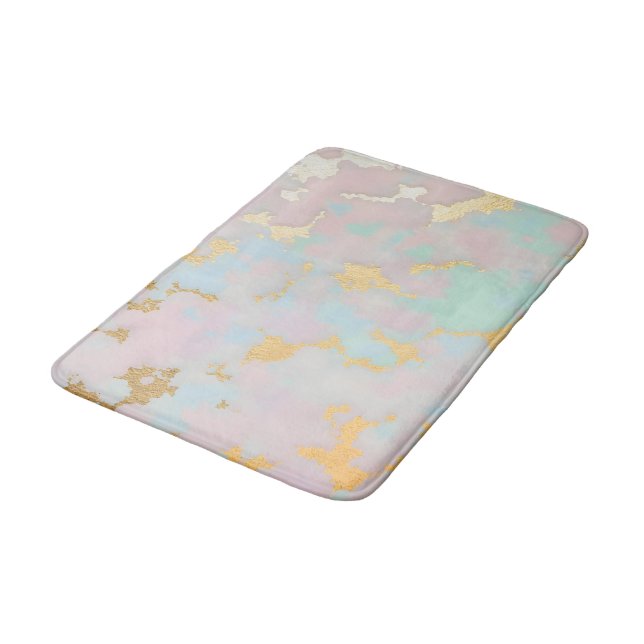 Luxury Popular Blush Pink Mint Gold Collection Bath Mat (Angled)