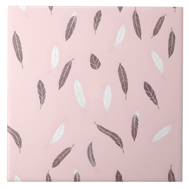 Luxury Popular Feathers Boho Collection Ceramic Tile (Front)