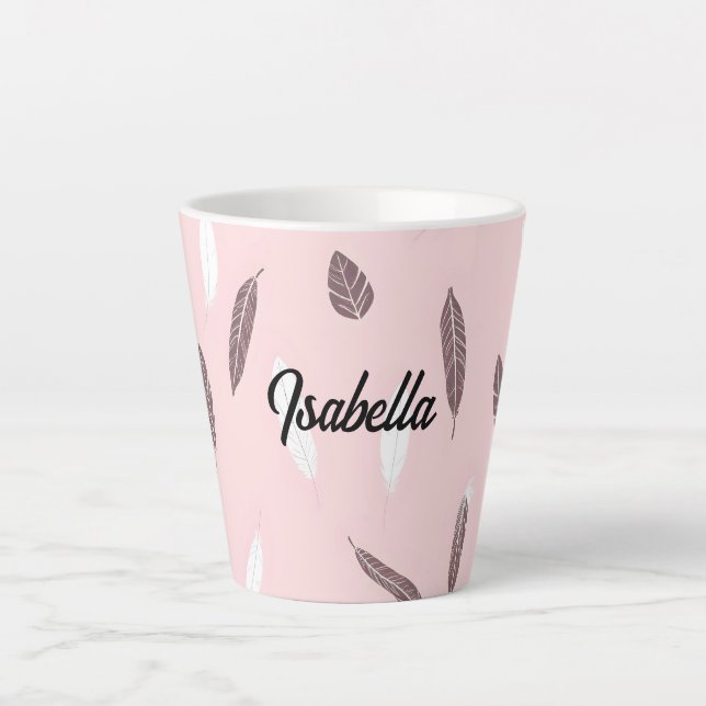 Luxury Popular Feathers Boho Collection Latte Mug (Front)