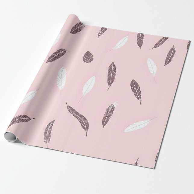 Luxury Popular Feathers Boho Collection Wrapping Paper (Unrolled)