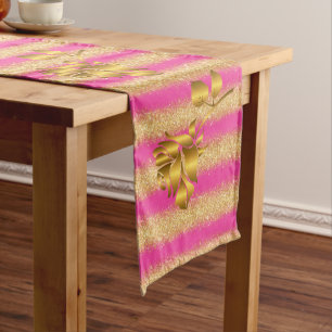 Luxury Popular Gift Floral Gold Glitter Medium Table Runner