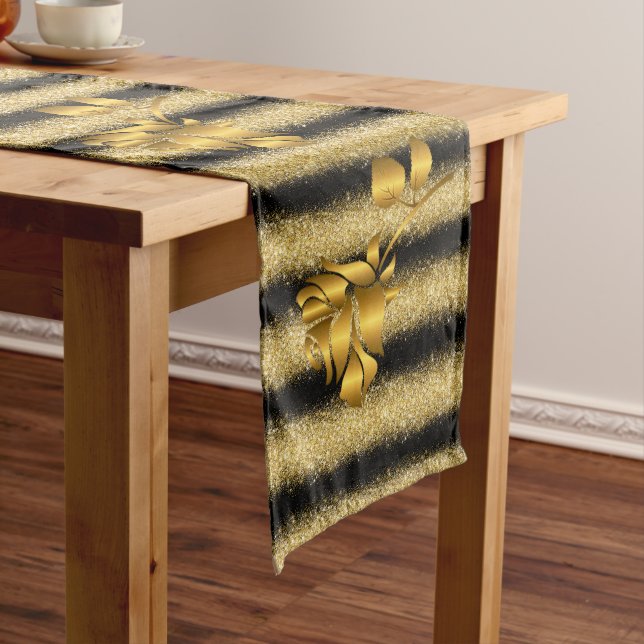 Luxury Popular Gift Floral Gold Glitter Medium Table Runner (In Situ)