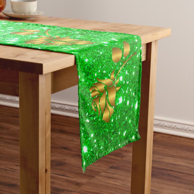 Luxury Popular Gift Floral Gold Glitter Medium Table Runner (In Situ)
