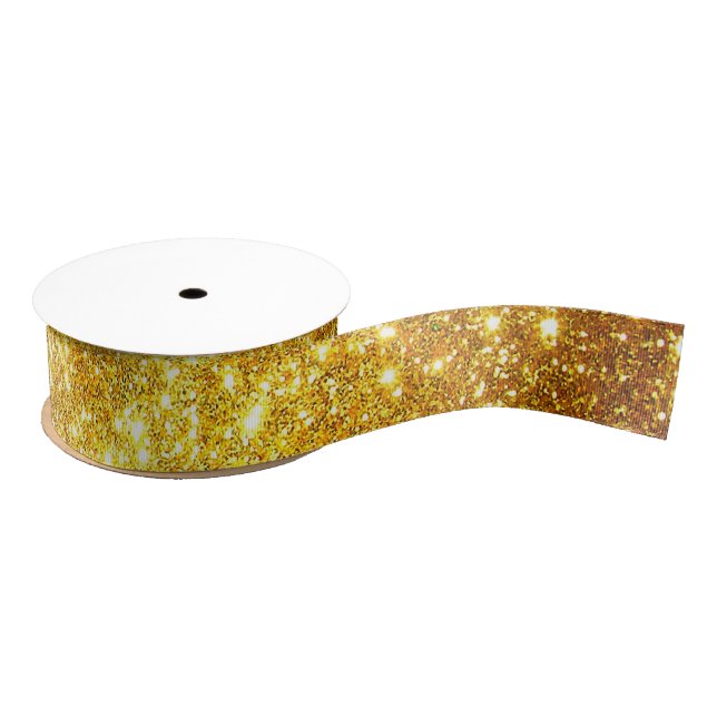 Luxury Popular Gift Gold Glitter Grosgrain Ribbon (Spool)