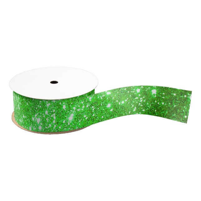 Luxury Popular Gift Green Gold Glitter Grosgrain Ribbon (Spool)