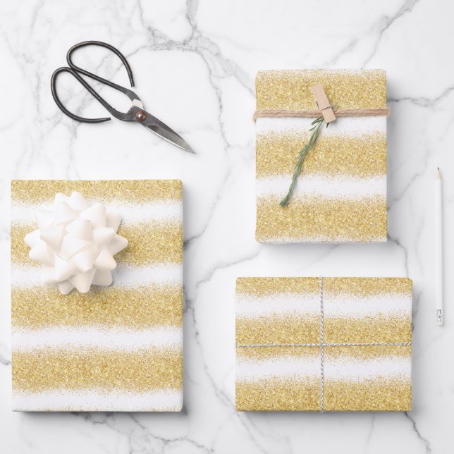 Luxury Popular Gift  White Gold Glitter Wrapping Paper Sheet (Front)