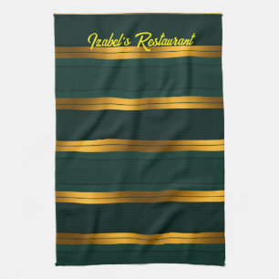 Luxury Popular Green Gold Linen Texture Collection Tea Towel