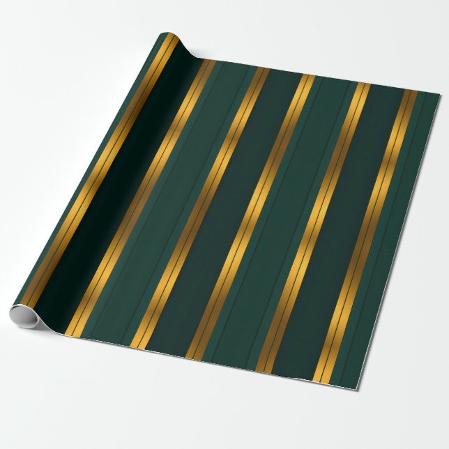 Luxury Popular Green Gold Linen Texture Collection Wrapping Paper (Unrolled)