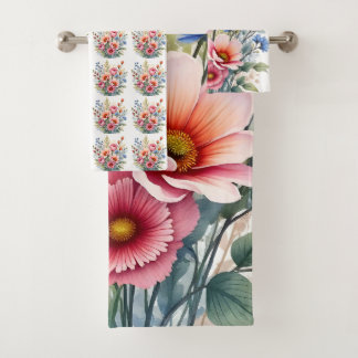 Luxury Popular Wildflowers Beautiful Collection Bath Towel Set