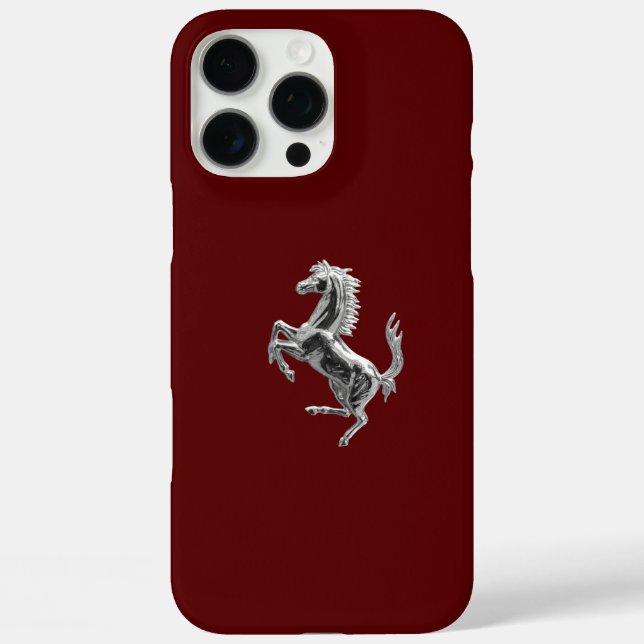 Luxury Prancing Horse Emblem on Maroon Case-Mate iPhone Case (Back)