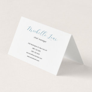 Luxury Premium Linen Blue & White Plain Classical Business Card