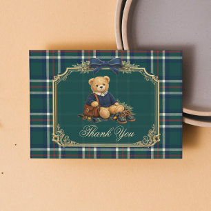 Luxury Preppy Teddy Bear Baby Shower  Thank You Card