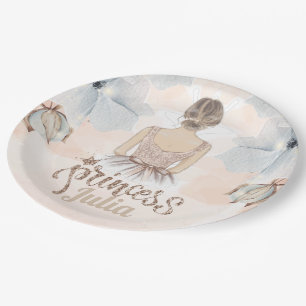 Luxury Princess Birthday Beige glitter Personalise Paper Plate