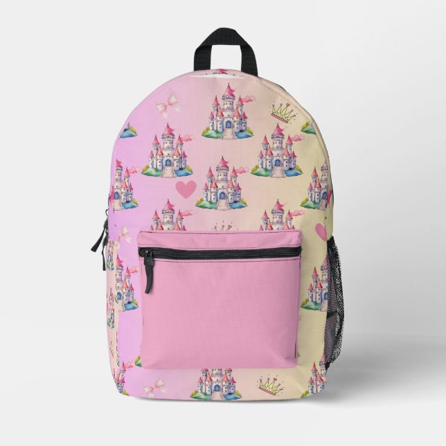 Luxury Princess Castle Kids Backpack Pattern (Front)