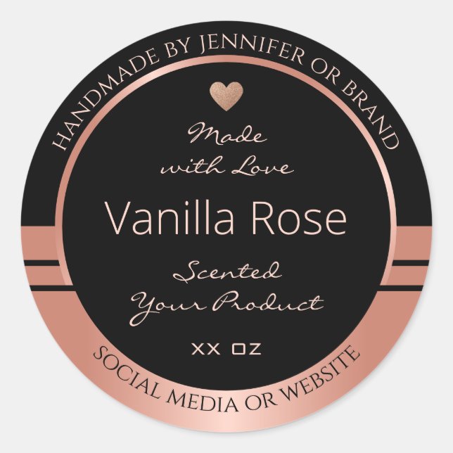 Luxury Product Packaging Label Black and Rose Gold (Front)