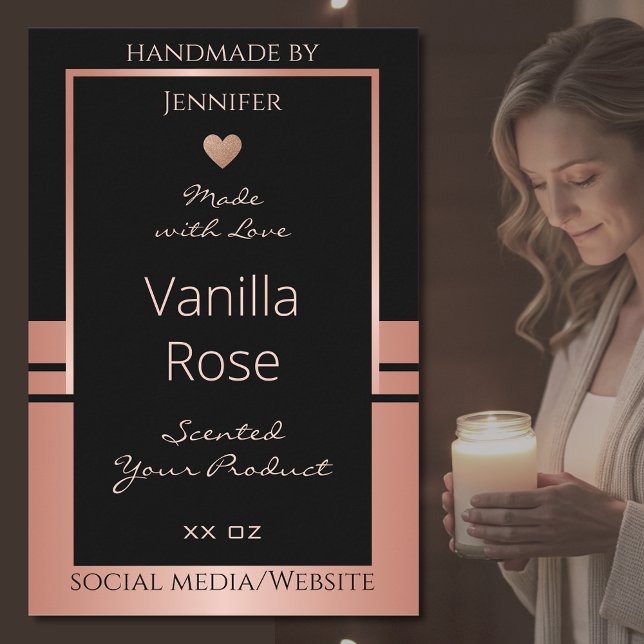 Luxury Product Packaging Label Black and Rose Gold (Creator Uploaded)