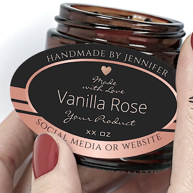 Luxury Product Packaging Label Black and Rose Gold (Creator Uploaded)