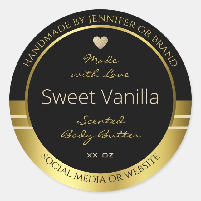 Luxury Product Packaging Labels Black and Gold (Front)