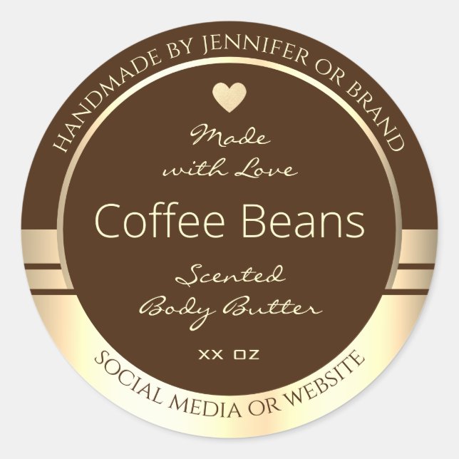 Luxury Product Packaging Labels Dark Brown & Gold (Front)