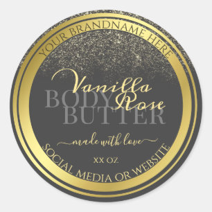 Luxury Product Packaging Labels Dark Grey and Gold