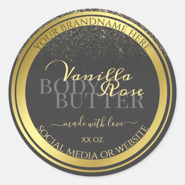 Luxury Product Packaging Labels Dark Grey and Gold (Front)