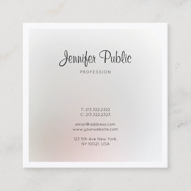 Luxury Professional Elegant Trendy Modern Plain Square Business Card (Front)