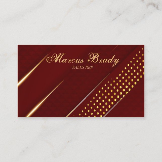 Luxury Professional Red and Gold Business Card (Back)