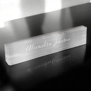 Luxury Professional Silver Foil Modern Nameplate