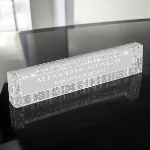 Luxury Professional Silver Glitter Modern Nameplate