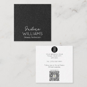 Luxury professional Simple Black Leather Square Business Card