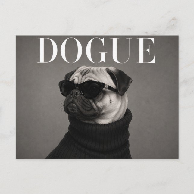 Luxury Pug Dog Portrait Postcard (Front)