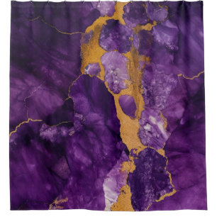 Luxury Purple Amethyst Geode Gold Agate Shower Curtain