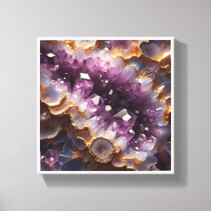 Luxury Purple Amethyst Geode - Gold Edged Crystal Canvas Print