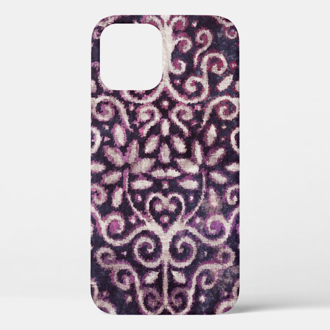 Luxury purple and tan damask seamless pattern Case-Mate iPhone case (Back)