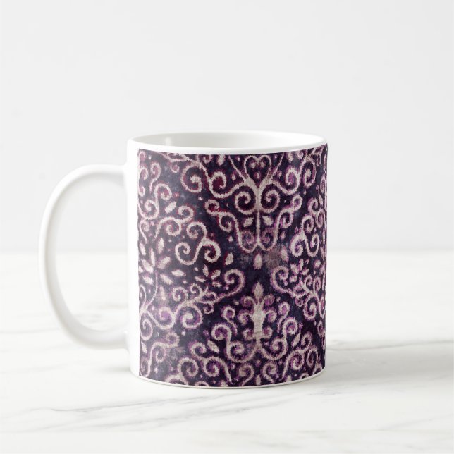 Luxury purple and tan damask seamless pattern coffee mug (Left)