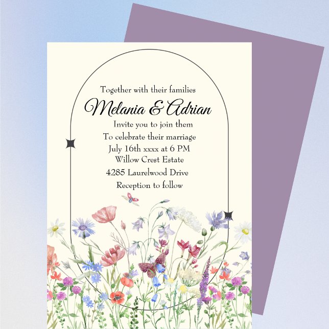 Luxury Purple beige Wedding Botanical Invitation (Creator Uploaded)